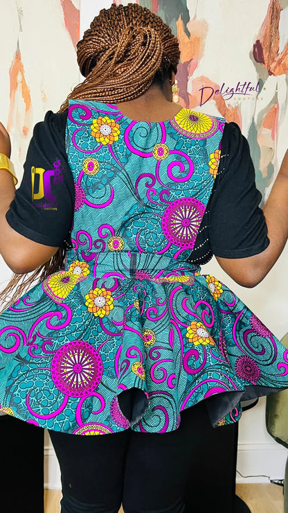 Handmade 720° Ankara Pinafore Peplum - Photo 5 - Delightful Couture