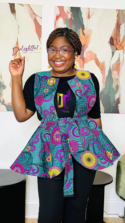 Handmade 720° Ankara Pinafore Peplum - Photo 6 - Delightful Couture
