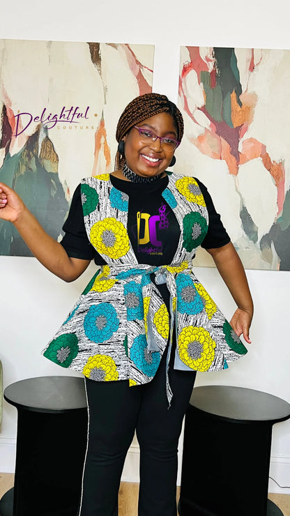 Handmade Women’s 720° Ankara Pinafore Peplum - Photo 3 - Delightful Couture