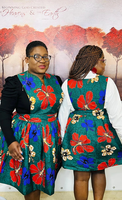 Pinafore Dress: Hand-Crafted, African Wax Fabrics, Women’s Custom Made Dress, Ready to Wear - DCF003