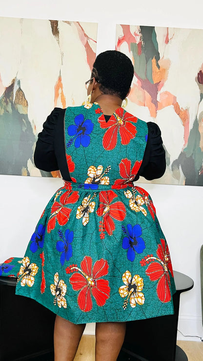 Pinafore Dress: Hand-Crafted, African Wax Fabrics, Women’s Custom Made Dress, Ready to Wear - DCF003