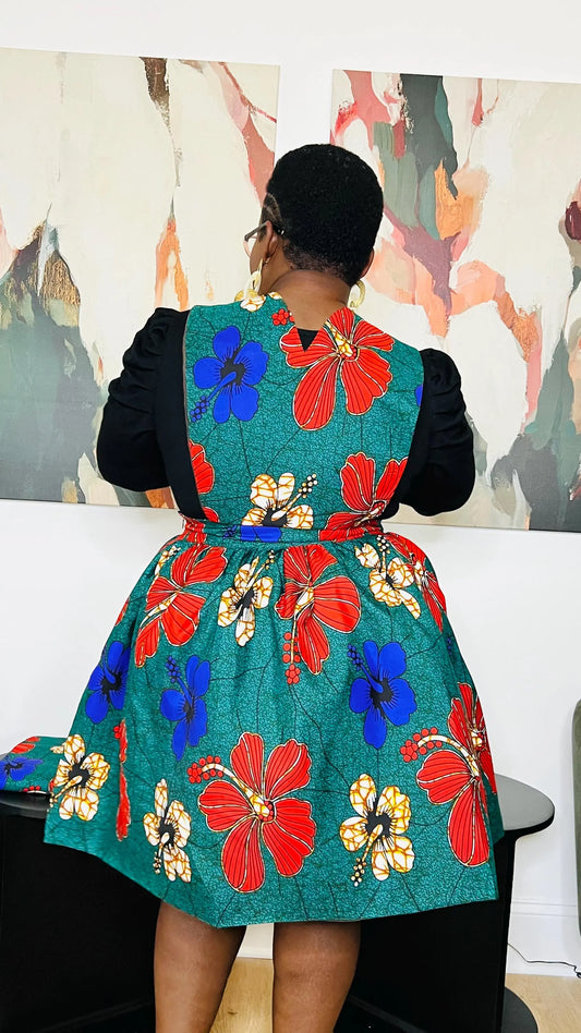 Pinafore Dress: Hand-Crafted, African Wax Fabrics, Women’s Custom Made Dress, Ready to Wear - DCF003